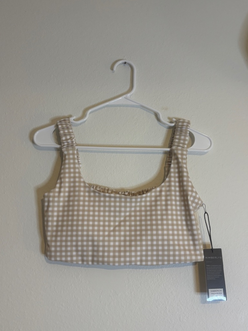 Beige Gingham Crop Bra Top